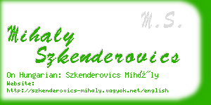 mihaly szkenderovics business card